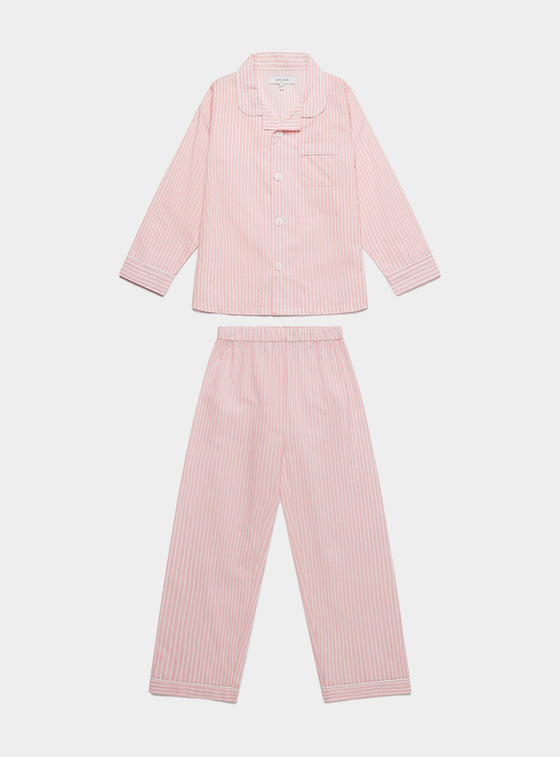 Pink & White Stripe Kid's Organic Cotton Pyjama Trouser Set