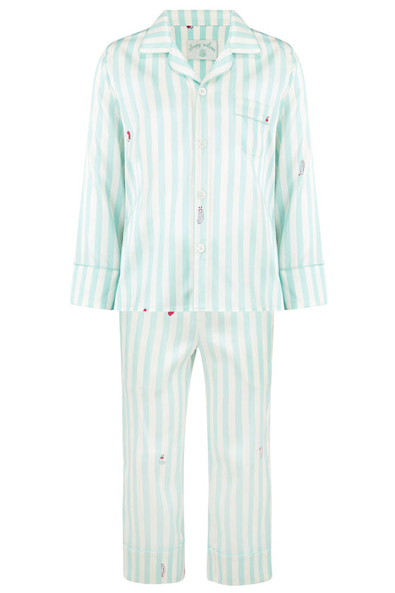 Teddy Glacier Stripe Boys Silk Pyjama Set