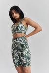 Kiku Recycled Performance Cropped Top - Leaf Print Peachaus