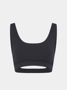  Kiku Recycled Performance Cropped Top - Volcanic Black Peachaus