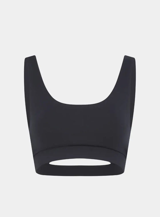 Kiku Recycled Performance Cropped Top - Volcanic Black Peachaus