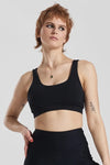 Kiku Recycled Performance Cropped Top - Volcanic Black Peachaus