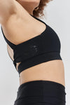 Kiku Recycled Performance Cropped Top - Volcanic Black Peachaus