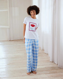  Kiss Print Gingham Long Pyjama Set Chelsea Peers