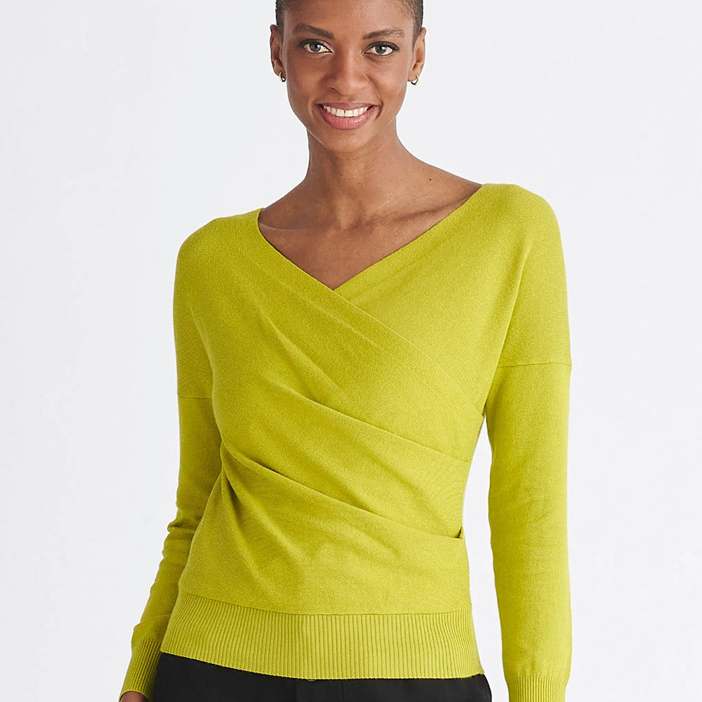 Knitted Wrap Top With Long Sleeves Paisie