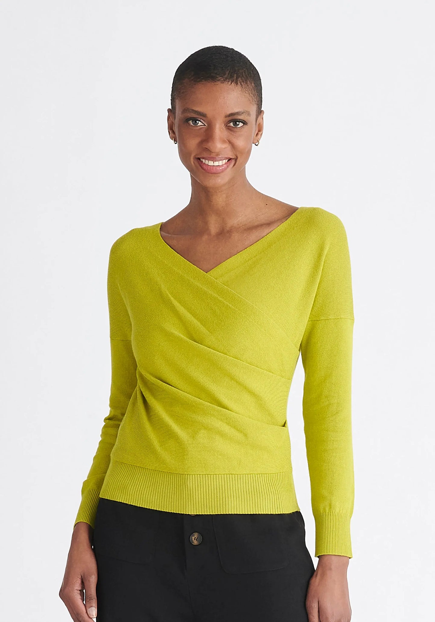 Knitted Wrap Top With Long Sleeves Paisie