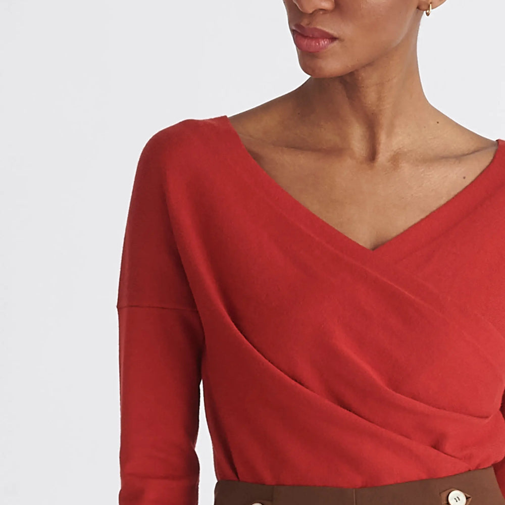 Knitted Wrap Top With Long Sleeves Paisie