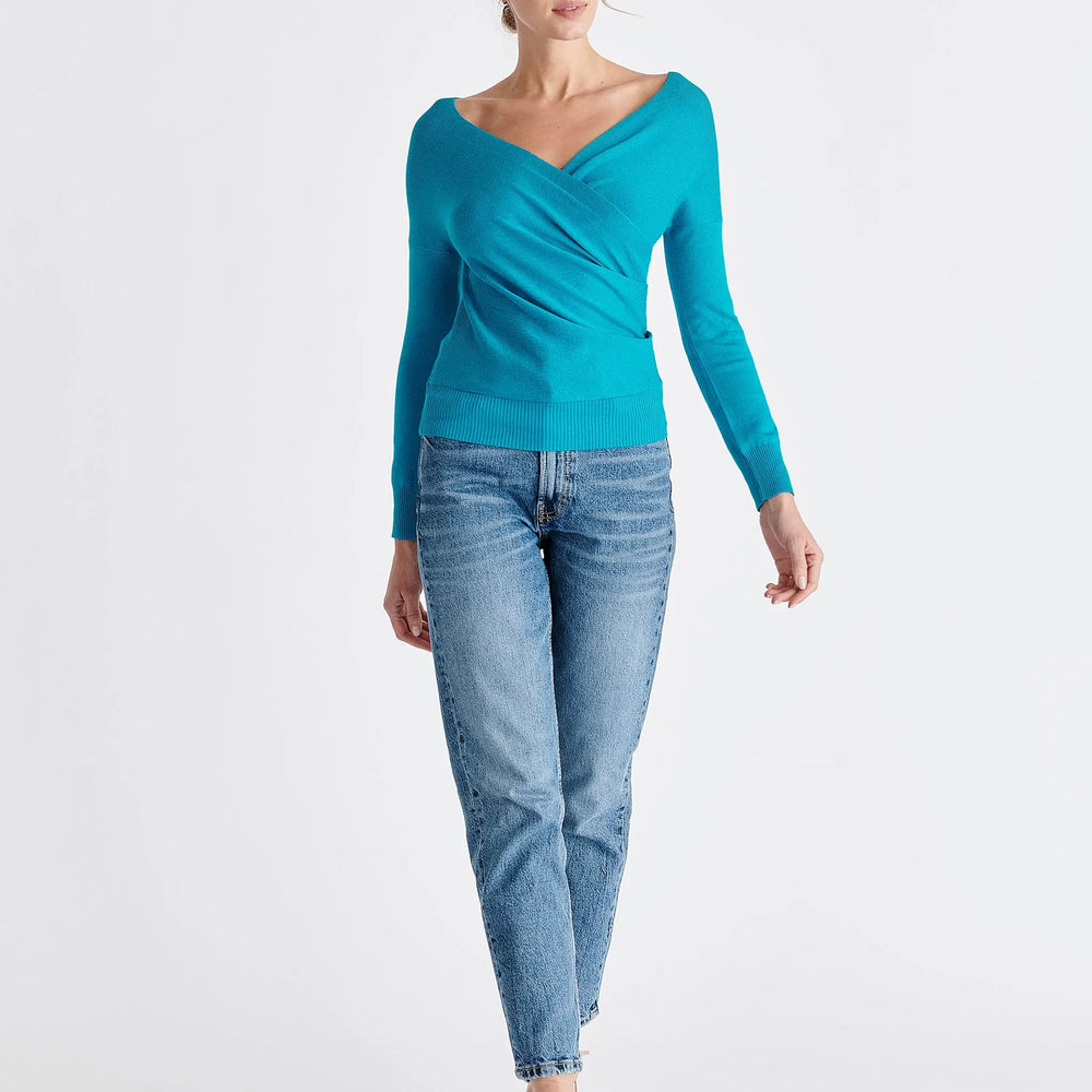 Knitted Wrap Top With Long Sleeves Paisie