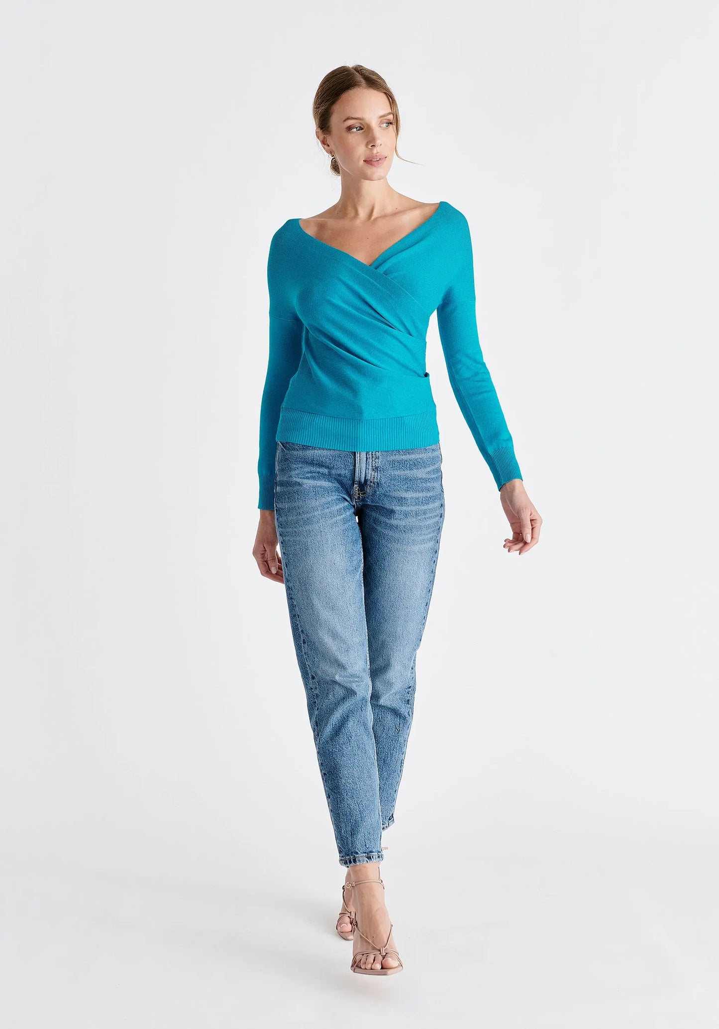 Knitted Wrap Top With Long Sleeves Paisie