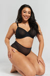 Konara Recycled-Lace Fuller-Cup Underwired Bra - Volcanic Black Peachaus