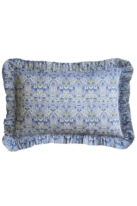 LODDEN CHINA BLUE Liberty Oblong Ruffle Cushion Coco & Wolf