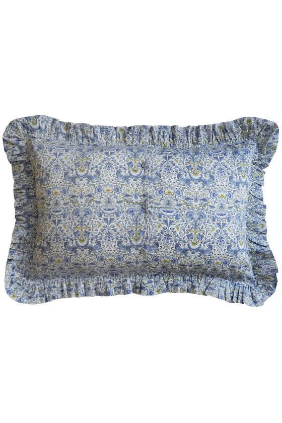 LODDEN CHINA BLUE Liberty Oblong Ruffle Cushion Coco & Wolf