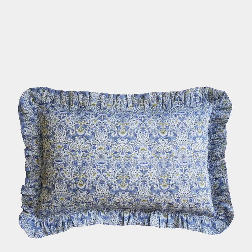 LODDEN CHINA BLUE Liberty Oblong Ruffle Cushion Coco & Wolf