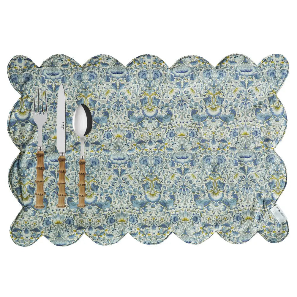 LODDEN CHINA BLUE & SAMBOURNE YELLOW Liberty Reversible Scalloped Placemat Coco & Wolf