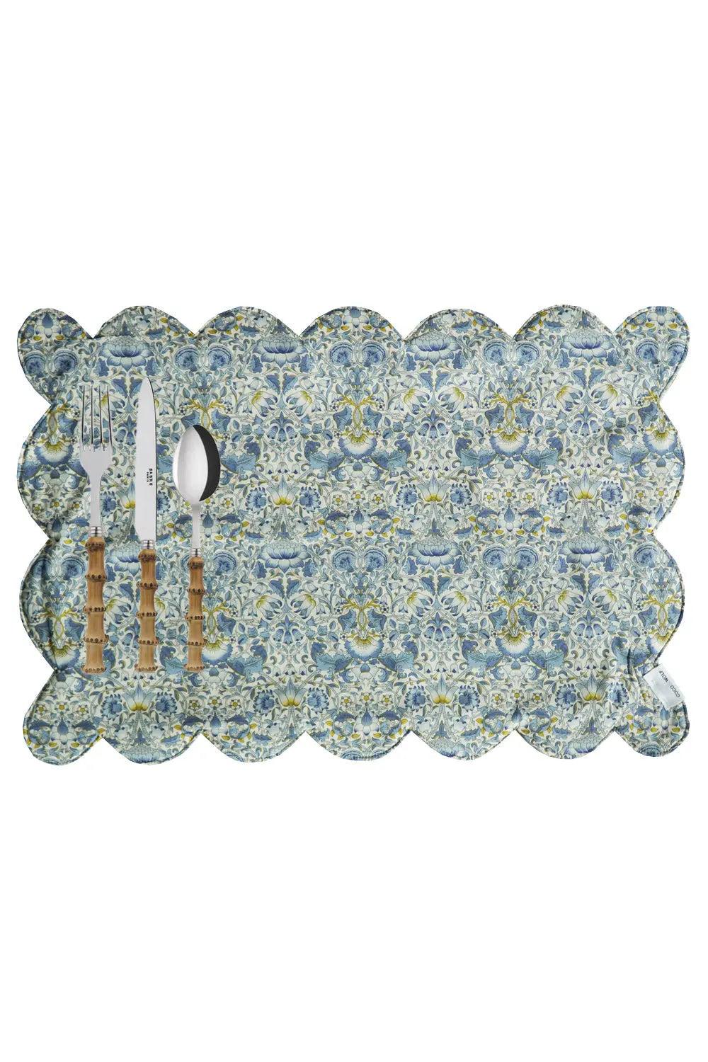 LODDEN CHINA BLUE & SAMBOURNE YELLOW Liberty Reversible Scalloped Placemat Coco & Wolf