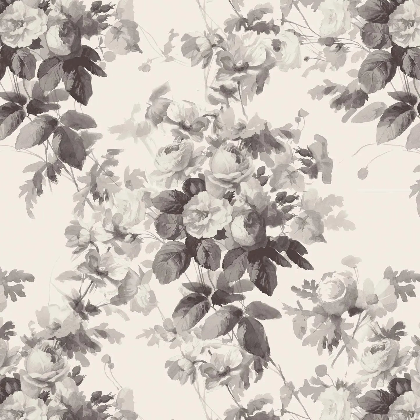 LONDON ROSE Traditional Wallpaper - Smoke Grey House of Hackney