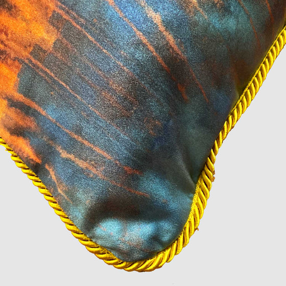 Blue Orange Water Silk Cushion Long Studio Design