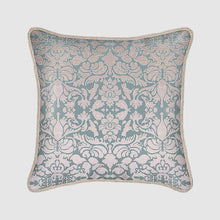  Silk Cushion - Hummingbird Damask Design in Pink and Sage Green