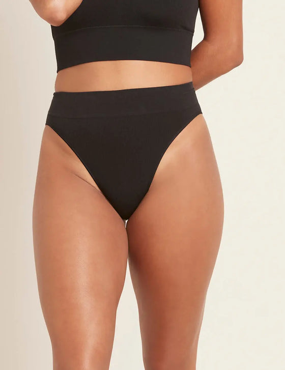 LYOLYTE Black Ribbed High Leg Brief Boody