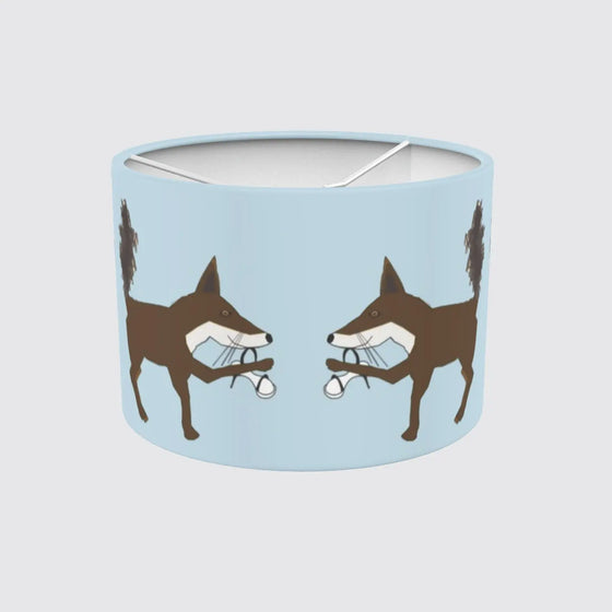 Lampshade 30cm - Pale Blue With Foxy the Fox Design Long Studio Design