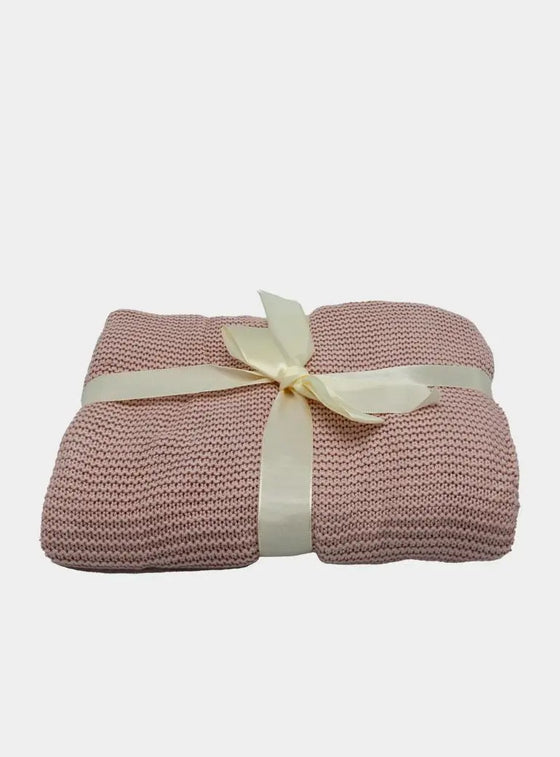 Large Blush Pink Knitted Bamboo Blanket The Bamboo Baby Company