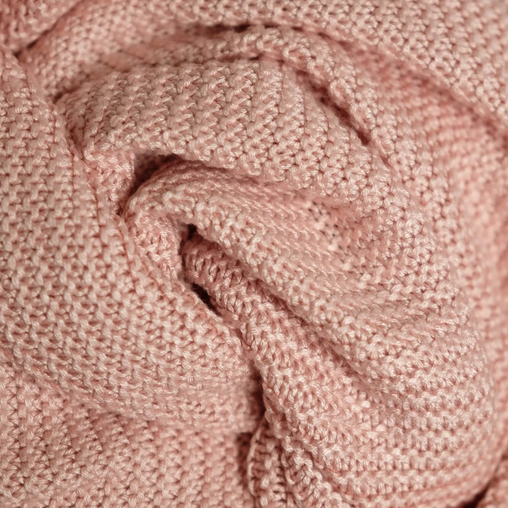 Large Blush Pink Knitted Bamboo Blanket The Bamboo Baby Company