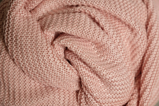 Large Blush Pink Knitted Bamboo Blanket The Bamboo Baby Company