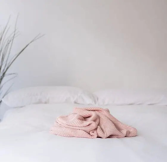 Large Blush Pink Knitted Bamboo Blanket The Bamboo Baby Company