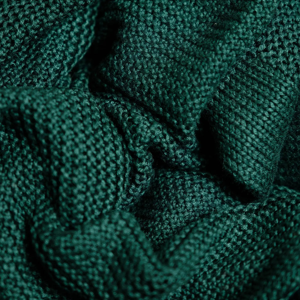 Large Organic Knitted Forest Green Bamboo Blanket The Bamboo Baby Company