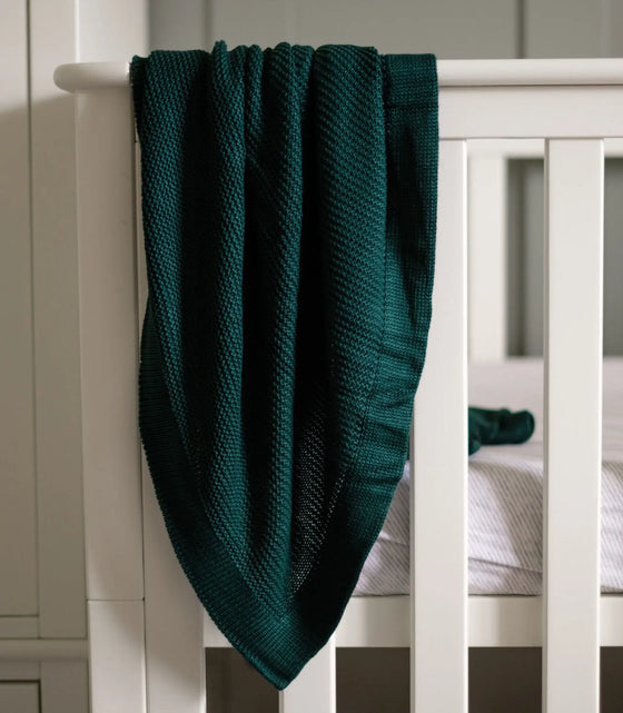 Large Organic Knitted Forest Green Bamboo Blanket The Bamboo Baby Company