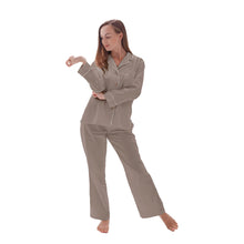  Latte Satin Cotton Long Pyjama Set Snooozeworld