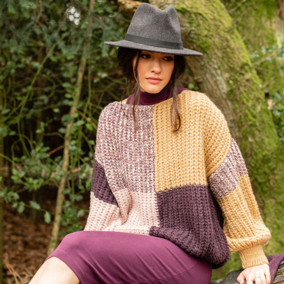 Laura Chunky Patchwork Jumper - Plum Cara & The Sky