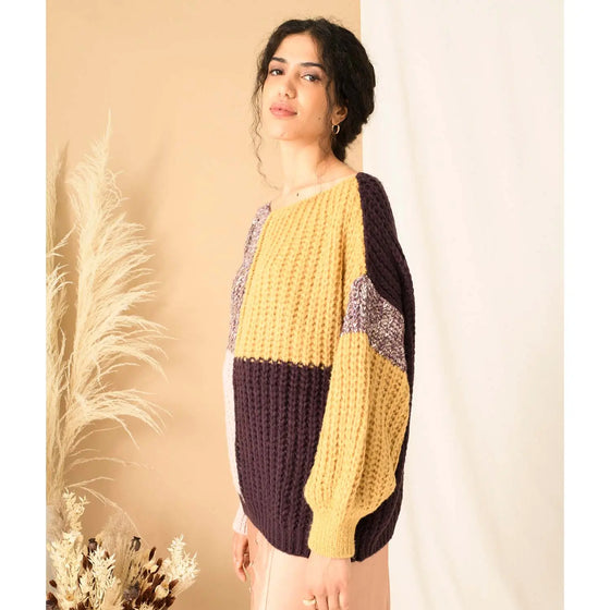 Laura Chunky Patchwork Jumper - Plum Cara & The Sky