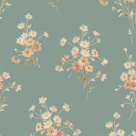 Laurel Green Daisy Bouquet Wallpaper Piglet