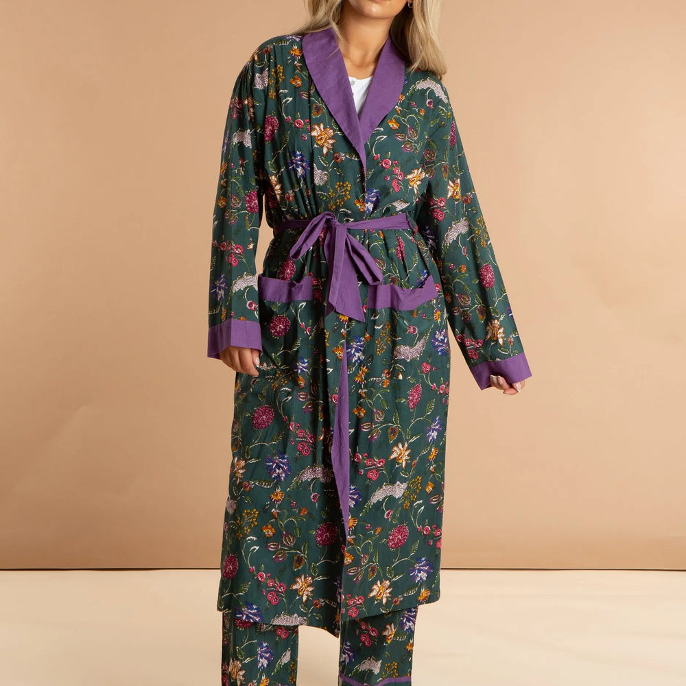 Lavender Fields Women's Floral Cotton Robe inara