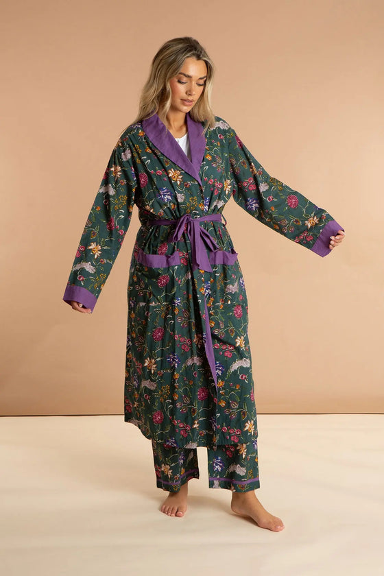 Lavender Fields Women's Floral Cotton Robe inara