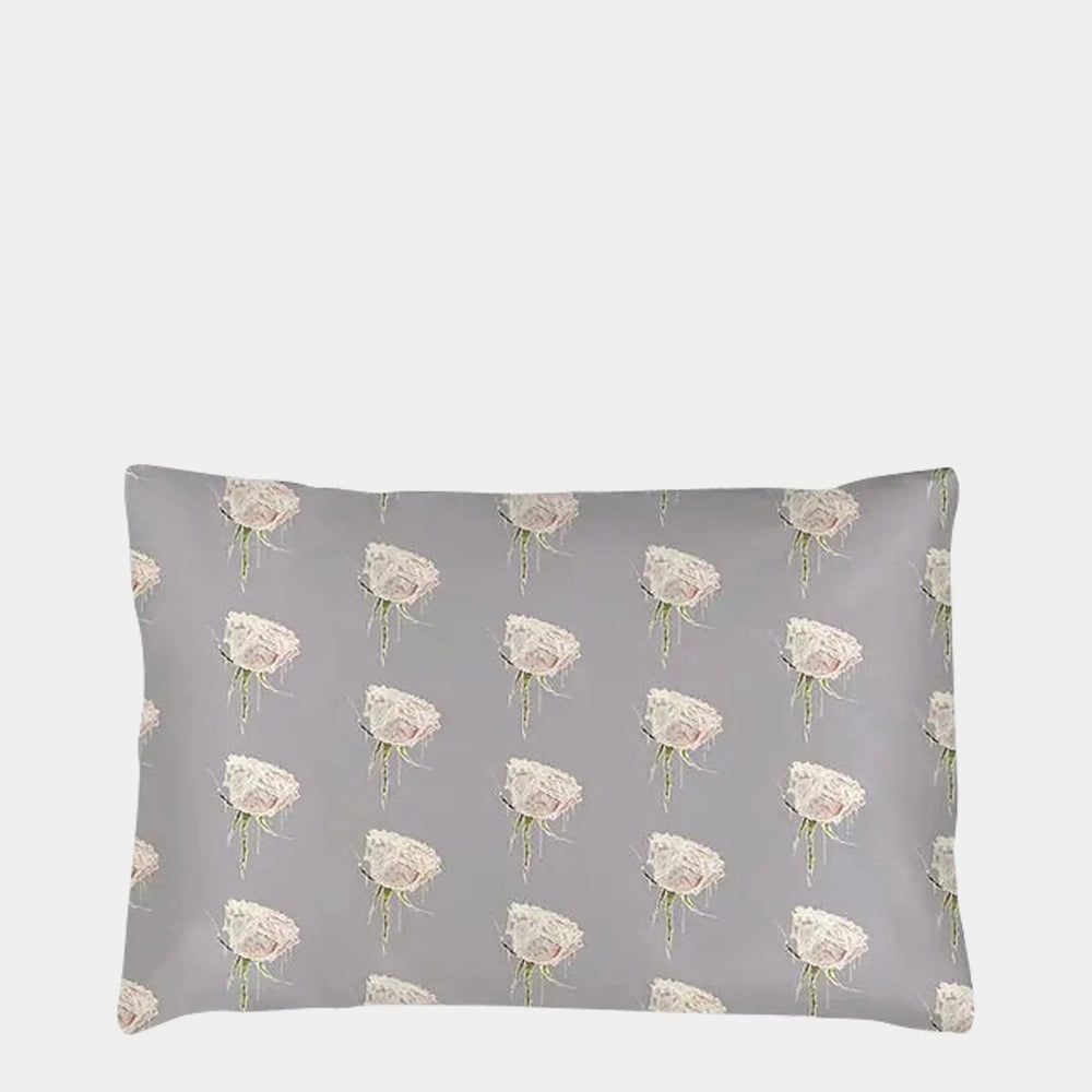 Lavender With White Roses Silk Pillowcase Long Studio Design