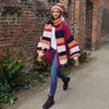 Leia Stripe Oversized Chunky Scarf - Berry Cara & The Sky