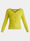 Lime Green Knitted Wrap Top With Long Sleeves Paisie