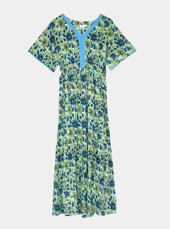 Lime Patchouli Floral Cotton Dress inara