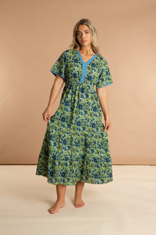  Lime Patchouli Floral Cotton Dress inara