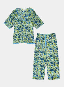  Lime Patchouli Women's Floral Cotton Pyjamas inara