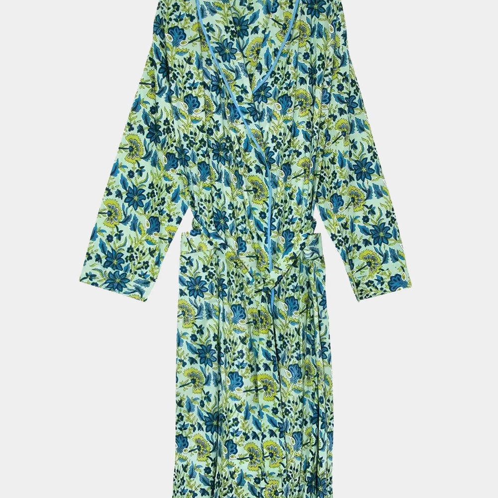 Lime Patchouli Women's Floral Cotton Robe inara