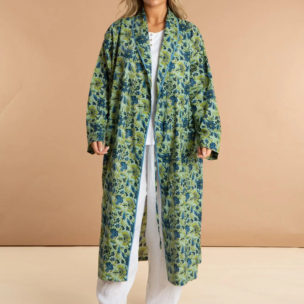 Lime Patchouli Women's Floral Cotton Robe inara