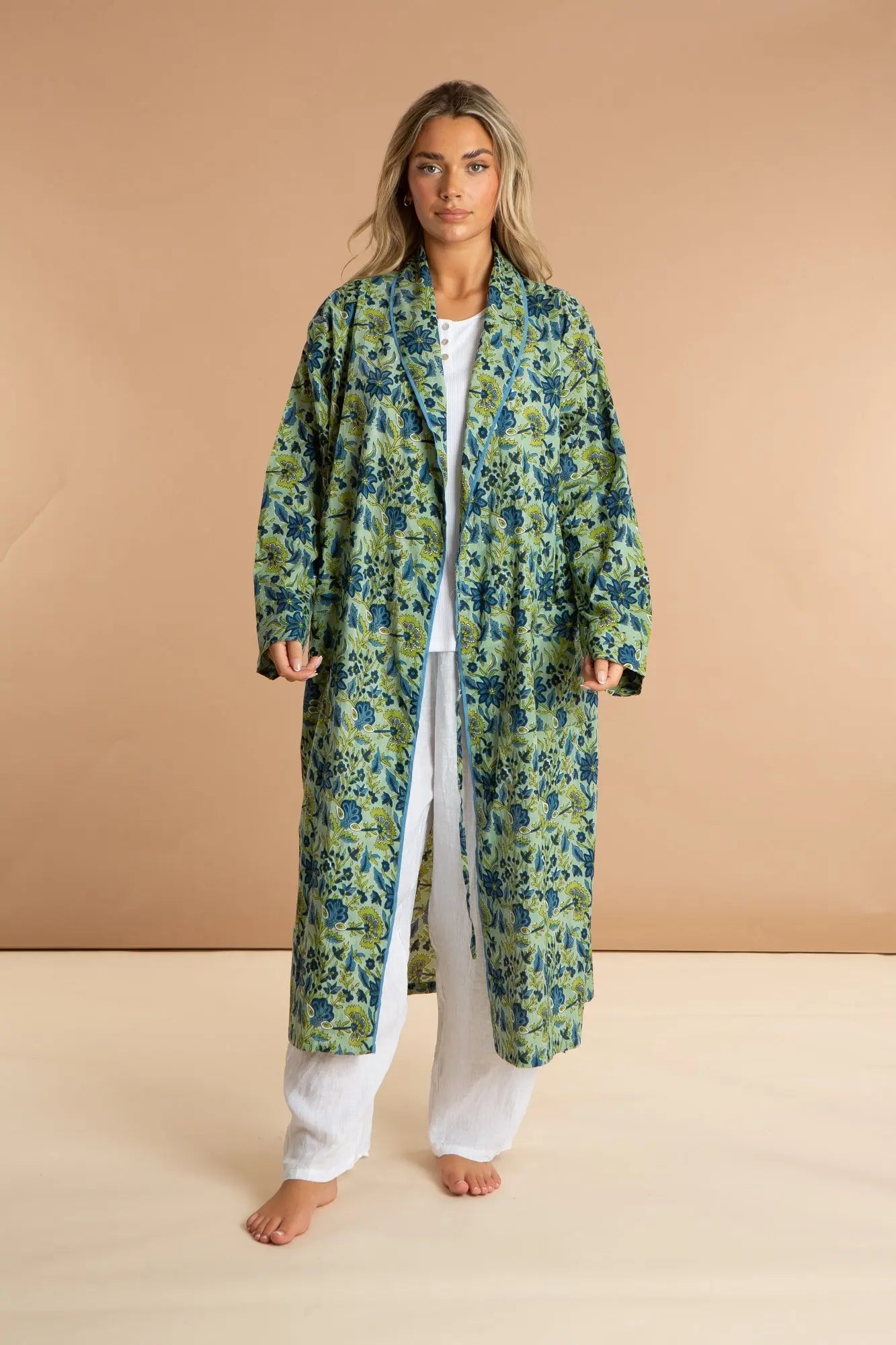 Lime Patchouli Women's Floral Cotton Robe inara