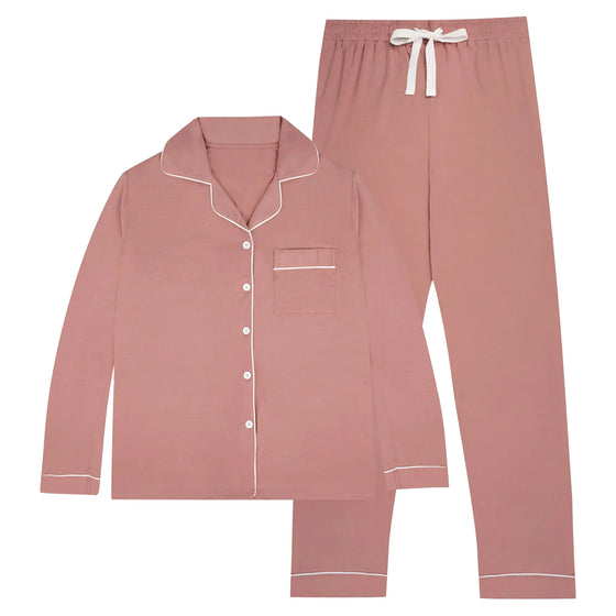 Limited Edition - Piped Edge Bamboo Pyjama Set in Dusk Made Wright London