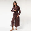 Linen Voile Button-Down Long Shirt Dress Restorative Brown - Myza