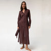 Linen Voile Button-Down Long Shirt Dress Restorative Brown - Myza