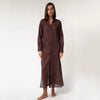 Linen Voile Button-Down Long Shirt Dress Restorative Brown - Myza