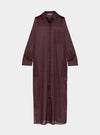 Linen Voile Button-Down Long Shirt Dress Restorative Brown